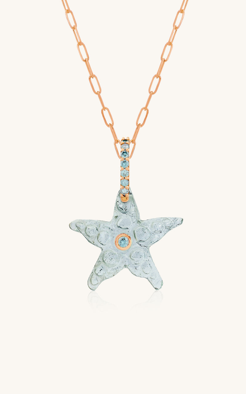 Pendentif étoile de mer en aigue-marine et diamants bleus VIOLETTE JOAILLERIE