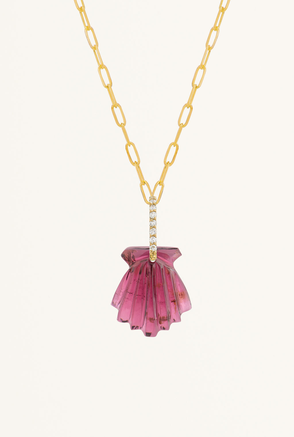 Pendentif Chaîne Coquillage Violet Doré à L'or Fin 24k - Bijou Vintage - Très Bon état