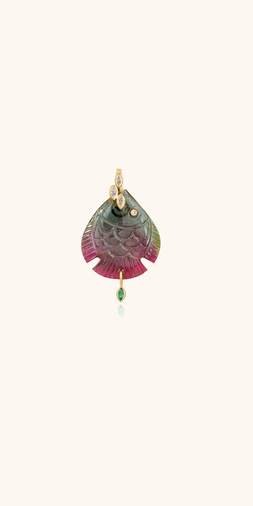Fish pendant in tourmaline Violette Joaillerie