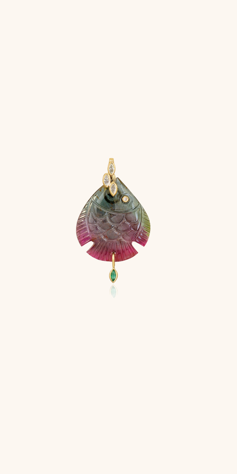 Fish pendant in tourmaline Violette Joaillerie